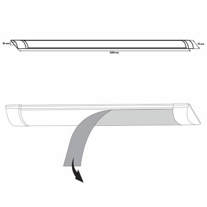 LED Podelementna lampa LED/50W/230V 4000K 150 cm bela