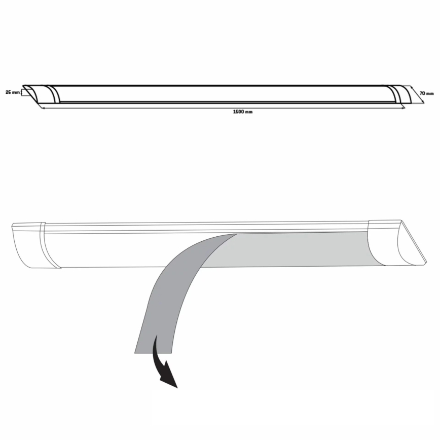 LED Podelementna lampa LED/50W/230V 4000K 150 cm bela