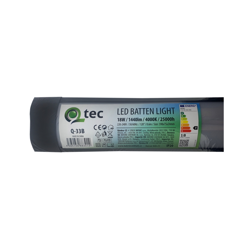 LED Podelementna lampa QTEC LED/18W/230V 60 cm crno
