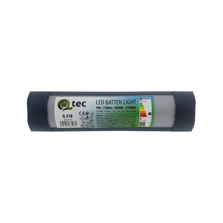 LED Podelementna lampa QTEC LED/9W/230V 30 cm crno