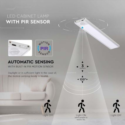 LED Podelementna lampa sa senzorom LED/1,5W/5V 1500 mAh 3000K