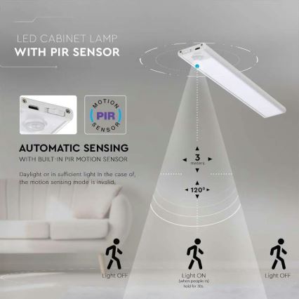 LED Podelementna lampa sa senzorom LED/1,5W/5V 1500 mAh 4000K