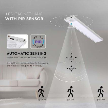 LED Podelementna lampa sa senzorom LED/2,5W/5V 4000K 3000 mAh