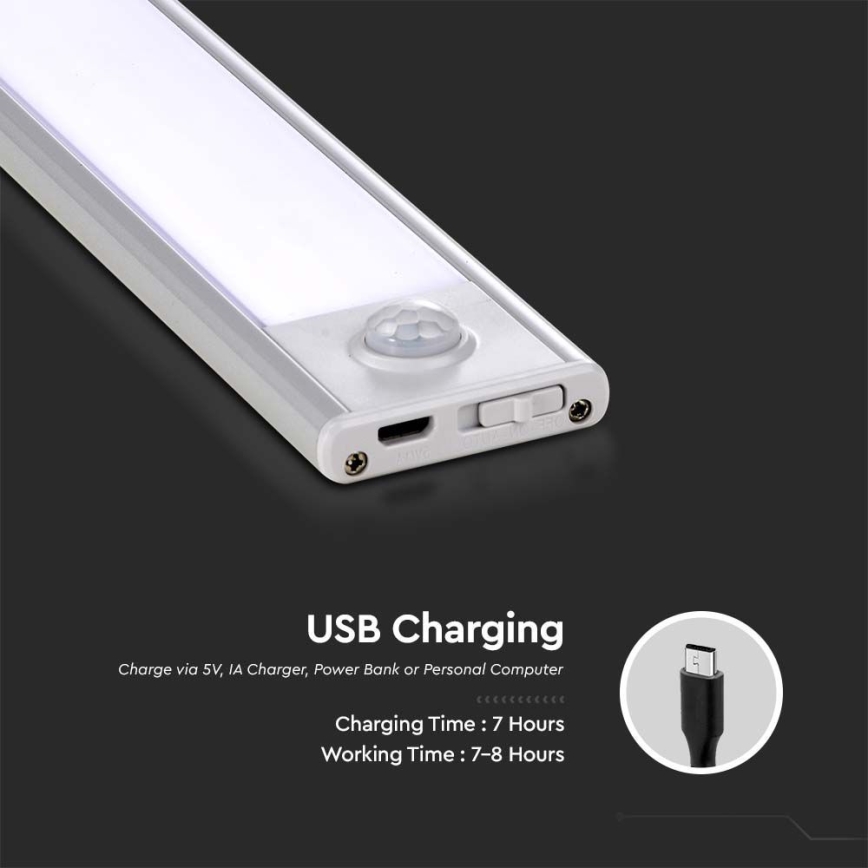 LED Podelementna lampa sa senzorom LED/2,5W/5V 4000K 3000 mAh