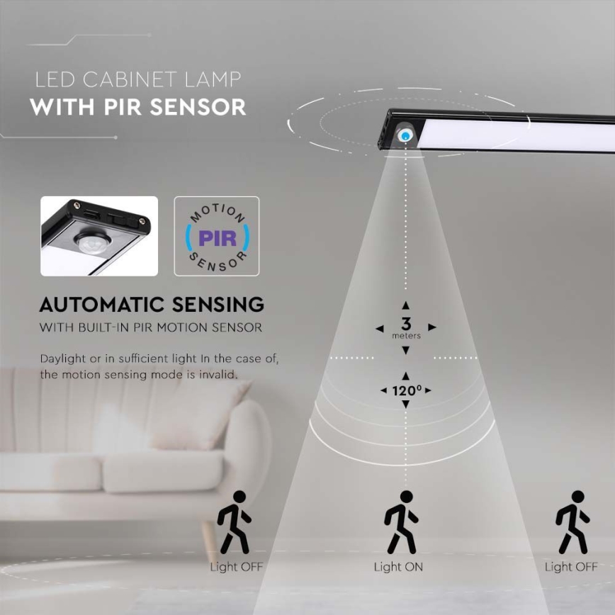 LED Podelementna lampa sa senzorom LED/2,5W/5V 4000K 3000 mAh