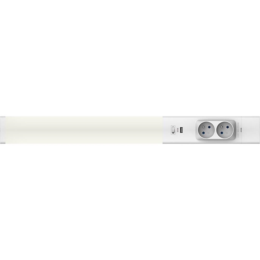 LED Podelementna lampa sa utičnicama i USB portovima LED/18W/230V 4000K srebrno