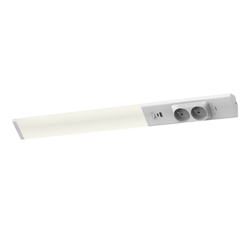 LED Podelementna lampa sa utičnicama i USB portovima LED/18W/230V 4000K srebrno