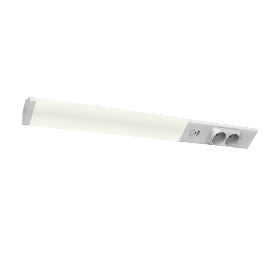 LED Podelementna lampa sa utičnicama i USB portovima LED/18W/230V 4000K srebrno