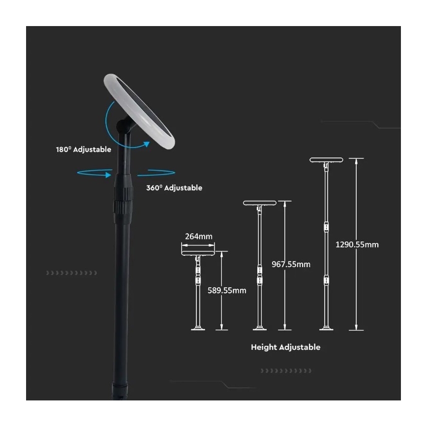 LED Podesiva solarna lampa GARDEN LED/8W/5V 60-129 cm 4000K IP65