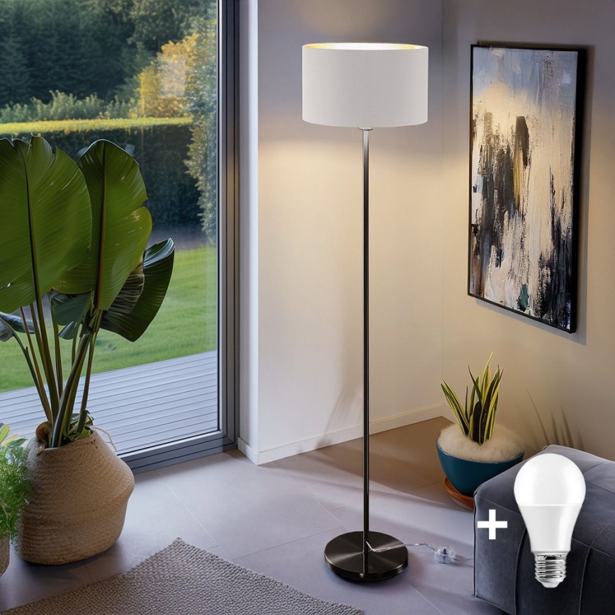 LED podna lampa TUNJA 1xE27/20W/230V prečnik 38 cm crna/bela