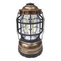 LED prenosiva kamperska lampa, prigušiva, 3xLED/3W/3xAA, IPX4, zlatna