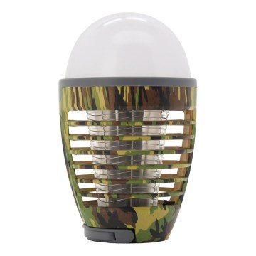LED prenosiva punjiva lampa sa hvatačem insekata LED/2W/3,7V 1800 mAh IPX4 maskirna