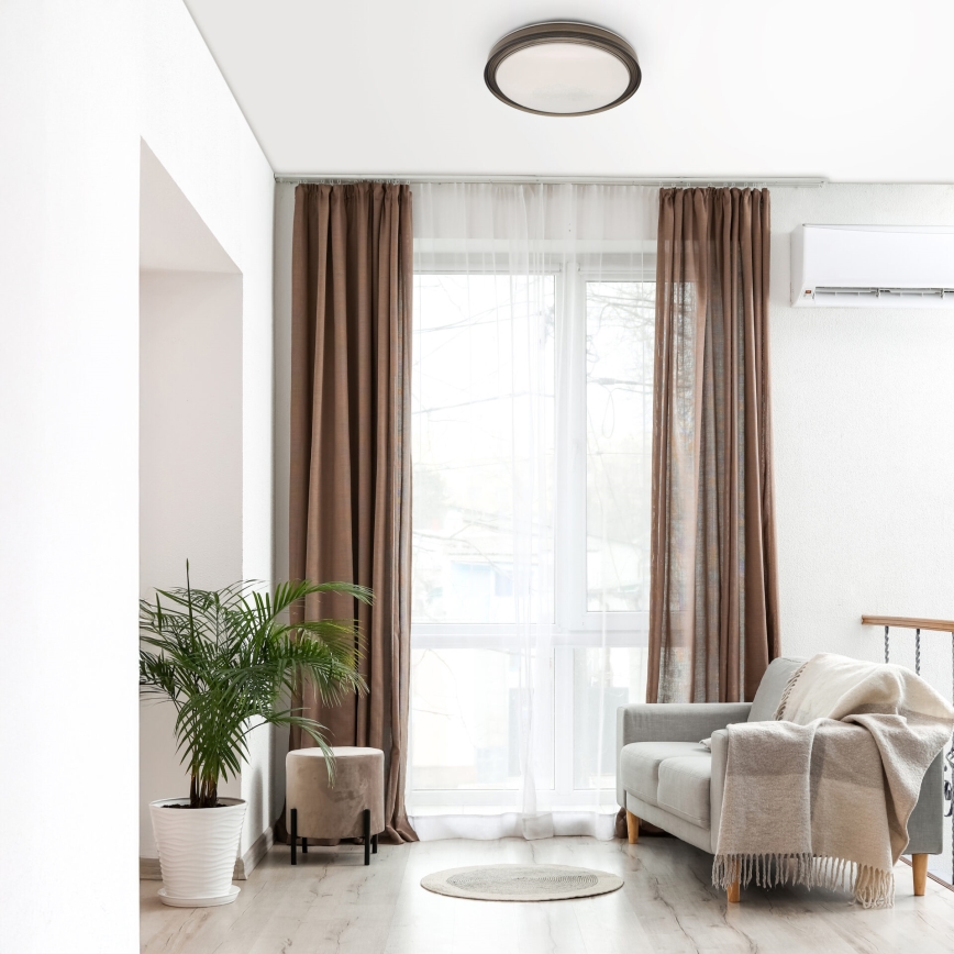 LED Prigušiva plafonjera za kupatilo HALINA LED/48W/230V 3000-6000K pr. 38 cm IP44 crno + Daljinski upravljač