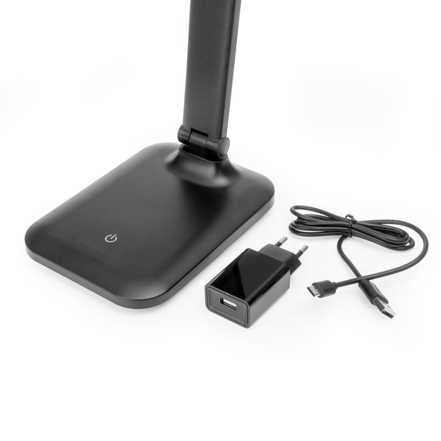 LED Prigušiva stona lampa na dodir sa bežičnim punjenjem i USB portom REMUS LED/5W/230V crno
