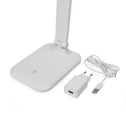 LED Prigušiva stona lampa na dodir sa bežičnim punjenjem i USB portom REMUS LED/5W/230V bela