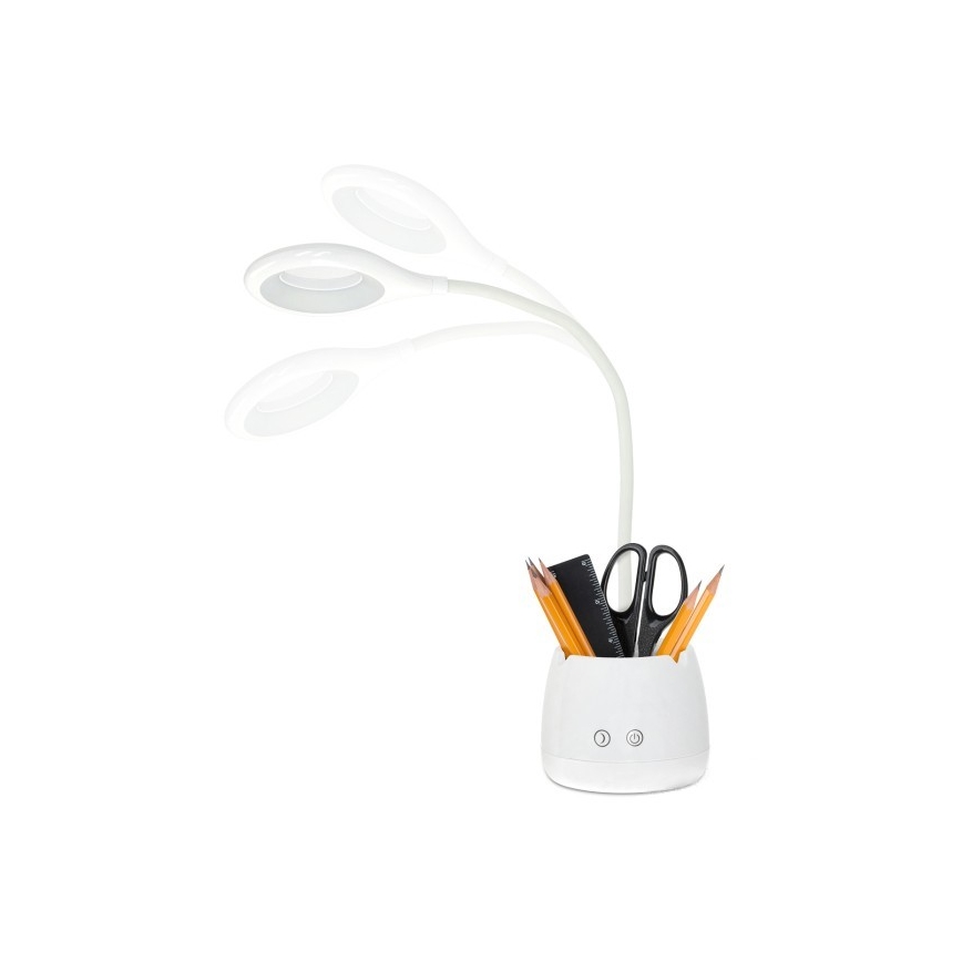 LED Prigušiva fleksibilna punjiva stona lampa LUSIA LED/5W/5V 3000/4000K 1200 mAh bela