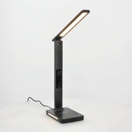 LED Prigušiva stona lampa sa QI bežičnim punjenjem, ekran i USB portom LED/7W/230V 3000-6000K crno