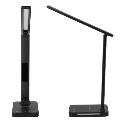 LED Prigušiva stona lampa sa QI bežičnim punjenjem, ekran i USB portom LED/7W/230V 3000-6000K crno