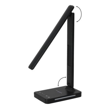 LED Prigušiva stona lampa sa QI bežičnim punjenjem, ekran i USB portom LED/7W/230V 3000-6000K crno