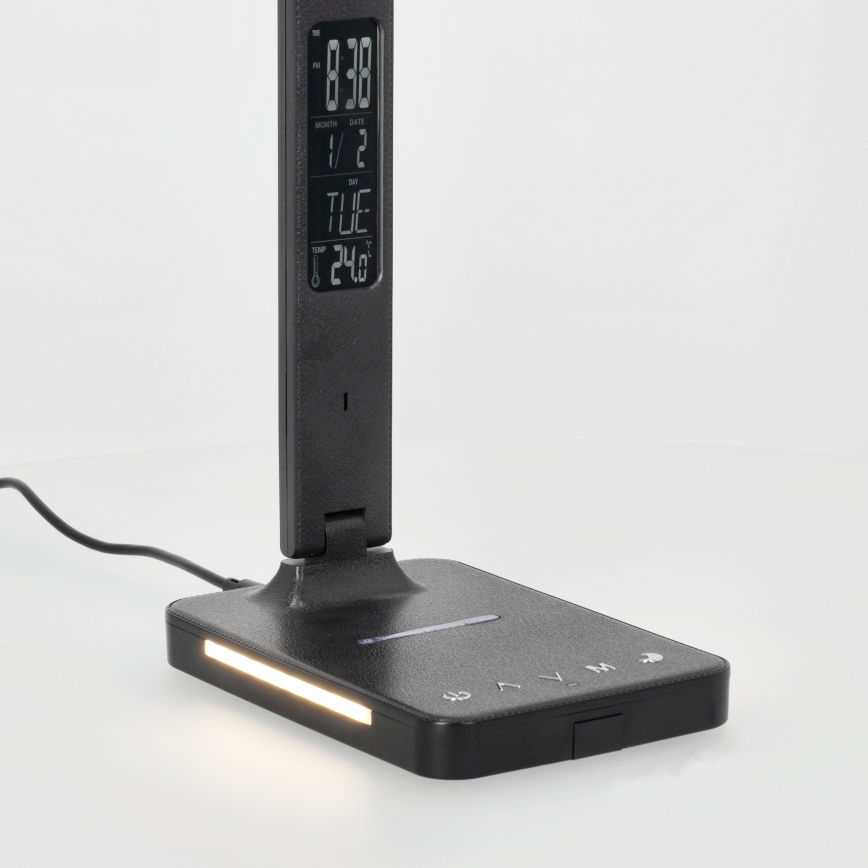 LED Prigušiva stona lampa sa QI bežičnim punjenjem, ekran i USB portom LED/7W/230V 3000-6000K crno