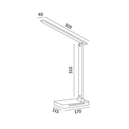 LED Prigušiva stona lampa sa QI bežičnim punjenjem, ekran i USB portom LED/7W/230V 3000-6000K crno