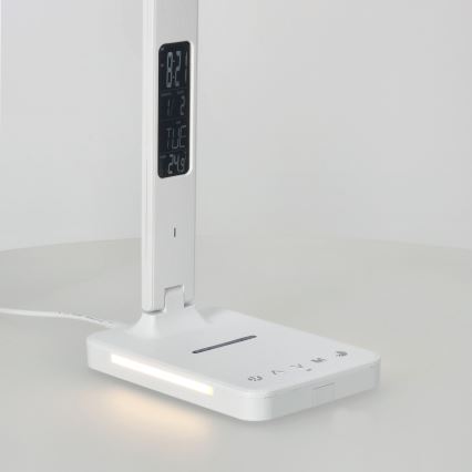 LED Prigušiva stona lampa sa QI bežičnim punjenjem, ekran i USB portom LED/7W/230V 3000-6000K bela