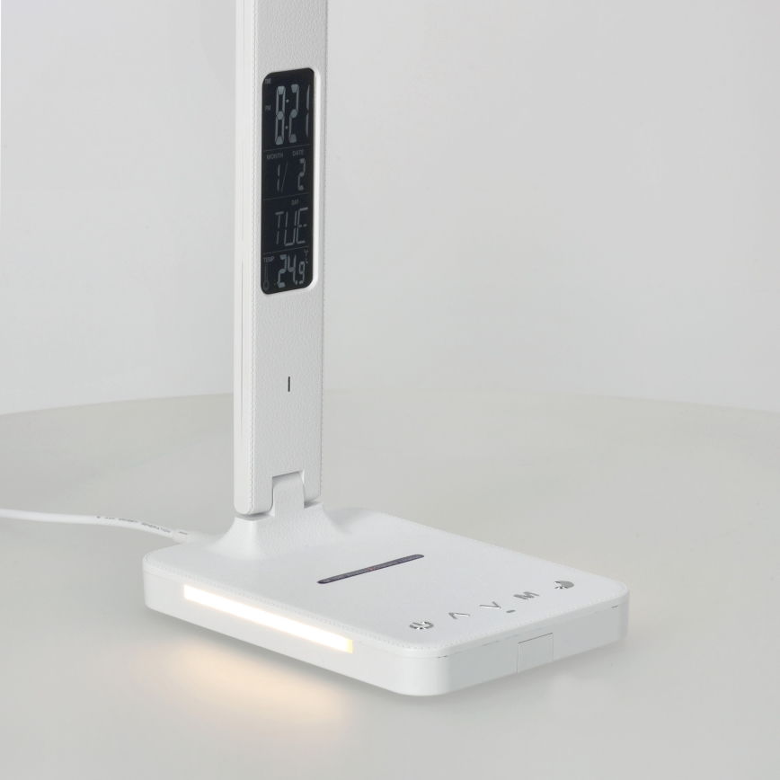 LED Prigušiva stona lampa sa QI bežičnim punjenjem, ekran i USB portom LED/7W/230V 3000-6000K bela
