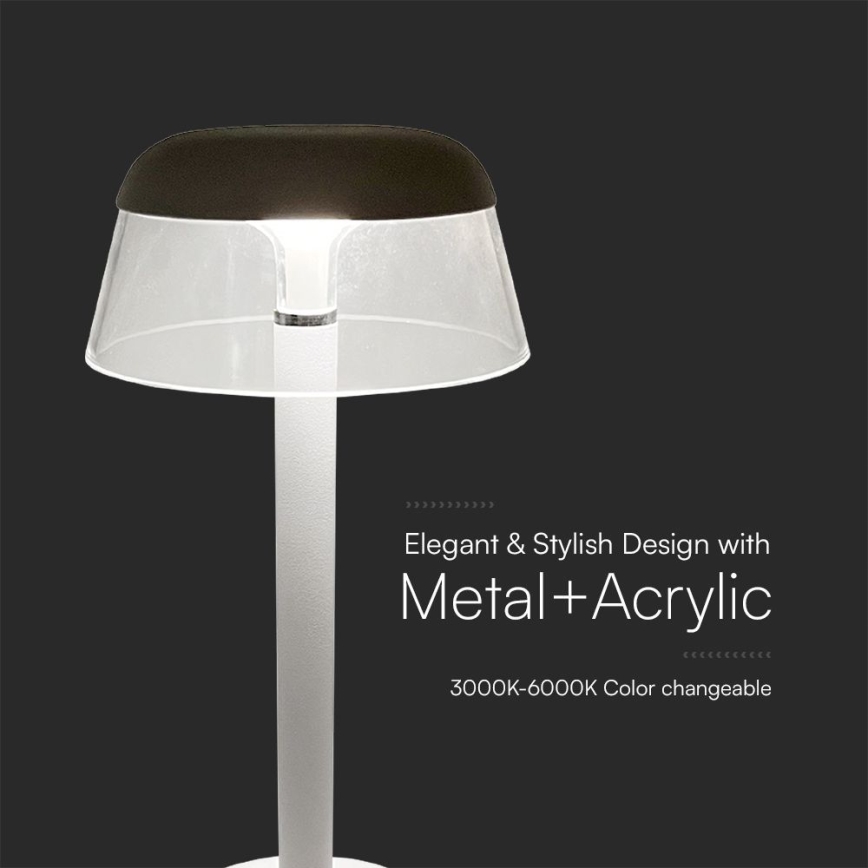LED Prigušiva punjiva dodirna stona lampa LED/3W/5V 3000-6000K 1800 mAh bela