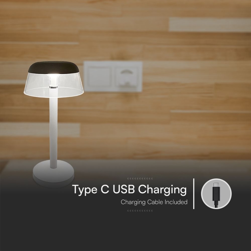 LED Prigušiva punjiva dodirna stona lampa LED/3W/5V 3000-6000K 1800 mAh bela