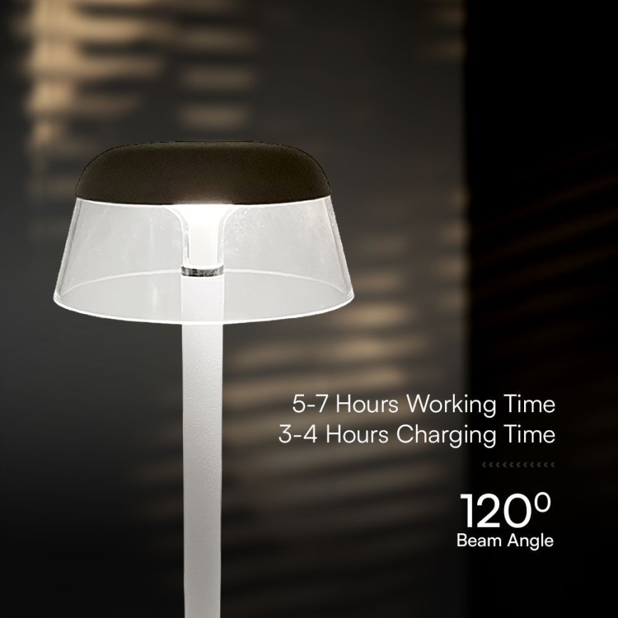LED Prigušiva punjiva dodirna stona lampa LED/3W/5V 3000-6000K 1800 mAh bela