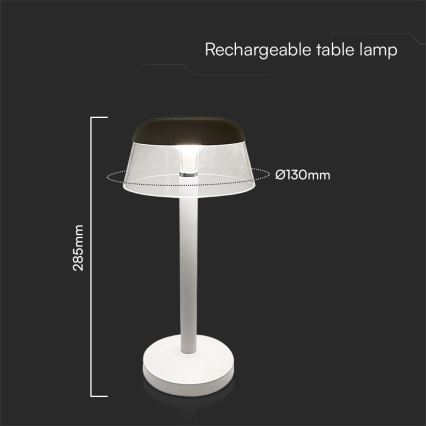 LED Prigušiva punjiva dodirna stona lampa LED/3W/5V 3000-6000K 1800 mAh bela