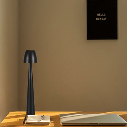 LED Prigušiva punjiva dodirna stona lampa LED/3W/5V 3000-6000K 1800 mAh crno