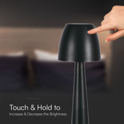 LED Prigušiva punjiva dodirna stona lampa LED/3W/5V 3000-6000K 1800 mAh crno