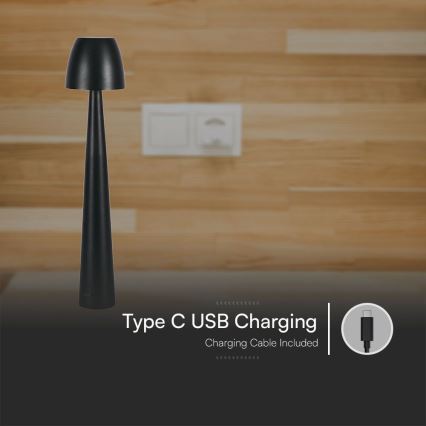 LED Prigušiva punjiva dodirna stona lampa LED/3W/5V 3000-6000K 1800 mAh crno