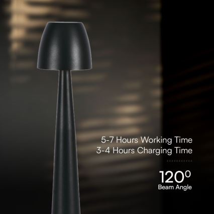 LED Prigušiva punjiva dodirna stona lampa LED/3W/5V 3000-6000K 1800 mAh crno