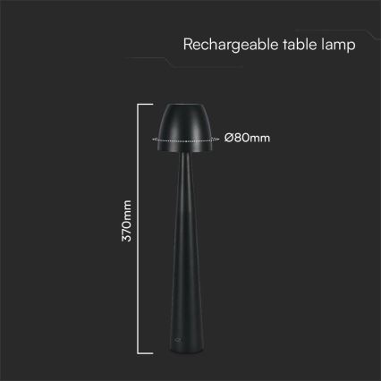 LED Prigušiva punjiva dodirna stona lampa LED/3W/5V 3000-6000K 1800 mAh crno