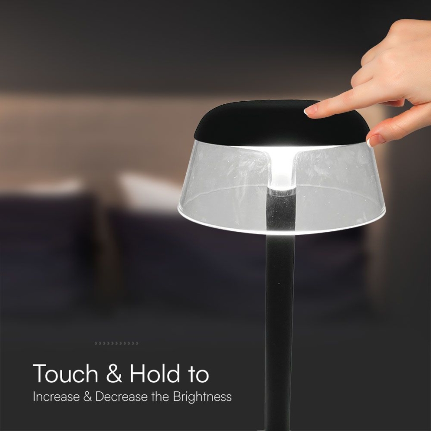 LED Prigušiva punjiva dodirna stona lampa LED/3W/5V 3000-6000K 1800 mAh crno