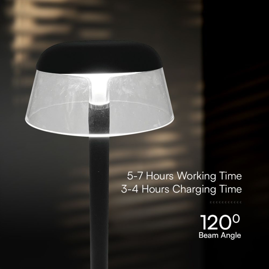 LED Prigušiva punjiva dodirna stona lampa LED/3W/5V 3000-6000K 1800 mAh crno