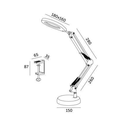 LED Prigušiva stona lampa sa lupom 2u1 AURIQ LOUPE LED/10W/5V 3000/4000/6500K crno