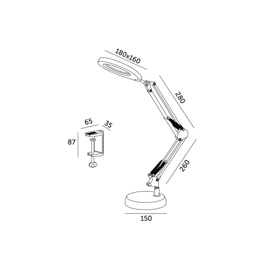 LED Prigušiva stona lampa sa lupom 2u1 AURIQ LOUPE LED/10W/5V 3000/4000/6500K crno