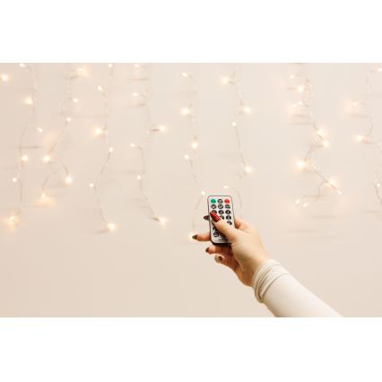 LED Prigušiva vanjska božićna svetlosna zavesa CURTAIN 360xLED/8,4W/230V 2x2 m IP44 topla bela + Daljinski upravljač