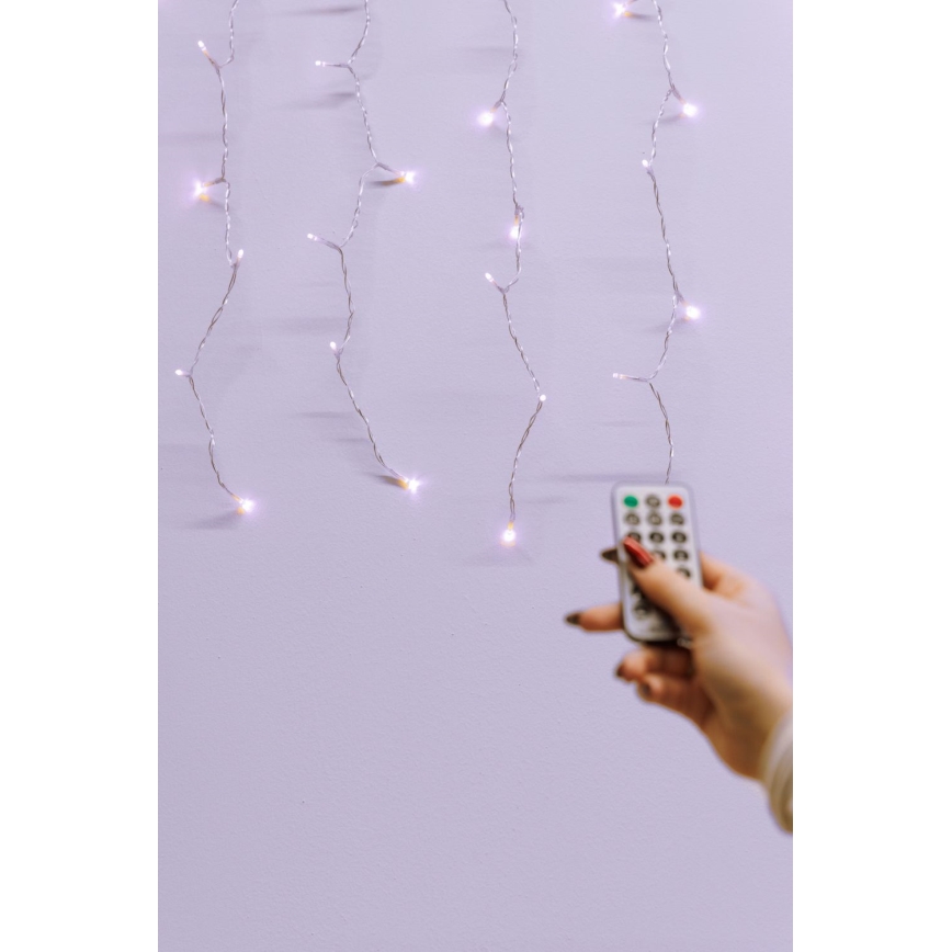 LED Prigušiva vanjska božićna svetlosna zavesa CURTAIN 360xLED/8,4W/230V 2x2 m IP44 topla bela + Daljinski upravljač