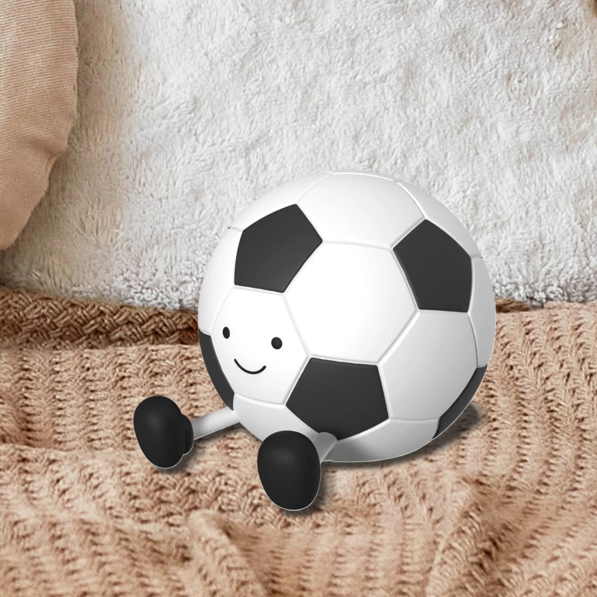 LED Prigušiva dečija dodirna lampa FOOTBALL LED/2W/5V USB 1200 mAh bela/crno