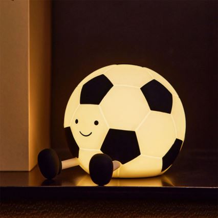 LED Prigušiva dečija dodirna lampa FOOTBALL LED/2W/5V USB 1200 mAh bela/crno