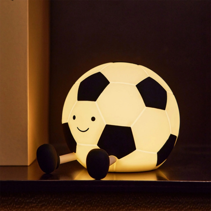 LED Prigušiva dečija dodirna lampa FOOTBALL LED/2W/5V USB 1200 mAh bela/crno