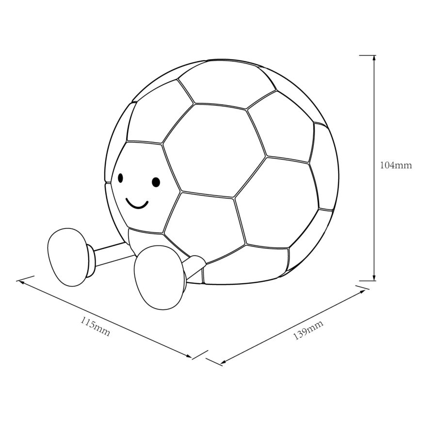 LED Prigušiva dečija dodirna lampa FOOTBALL LED/2W/5V USB 1200 mAh bela/crno