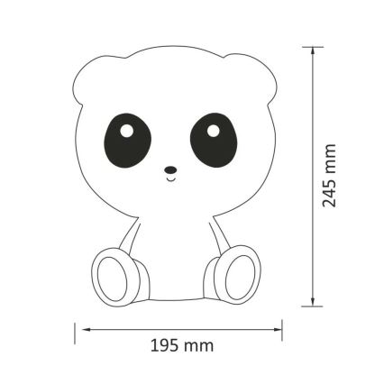 LED Prigušiva dečija dodirna lampa PANDA LED/2,5W/3,7V 1200 mAh
