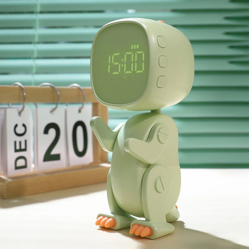 LED RGBW Prigušiva dečija noćna lampica a budilnikom ROBOT LED/1W/5V 1200 mAh