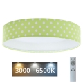 LED prigušiva dečije plafonsko svetlo SMART GALAXY KIDS LED/24W/230V 3000-6500K tačkice zelena/bela + daljinski upravljač