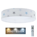 LED prigušiva dečije plafonsko svetlo SMART GALAXY KIDS LED/24W/230V 3000-6500K zvezdice bela/siva/plava + daljinski upravljač